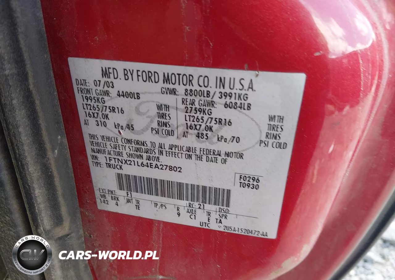 2004 Ford F-250 Lariat-Xl-Xlt VIN:1FTNX21L64EA27802 - 9