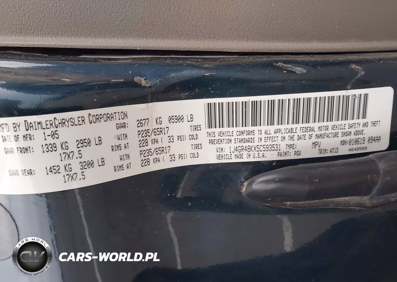 2005 Jeep Grand Cherokee Laredo VIN:1J4GR48KX5C593531 - 9