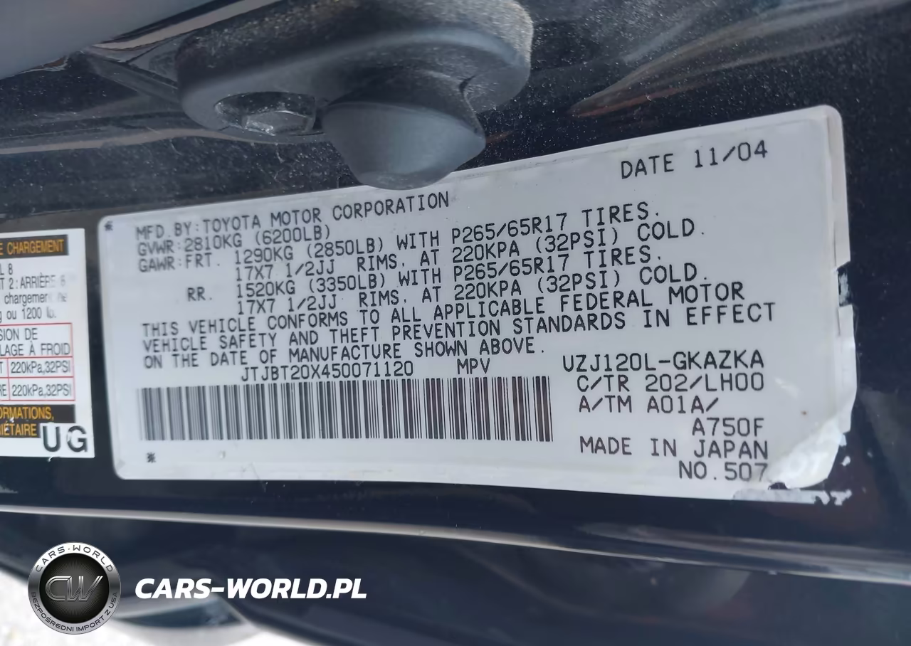 2005 Lexus Gx 470 VIN:JTJBT20X450071120 - 9