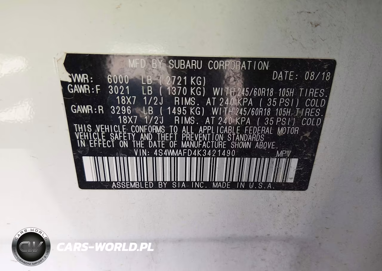 2019 Subaru Ascent Premium VIN:4S4WMAFD4K3421490 - 9