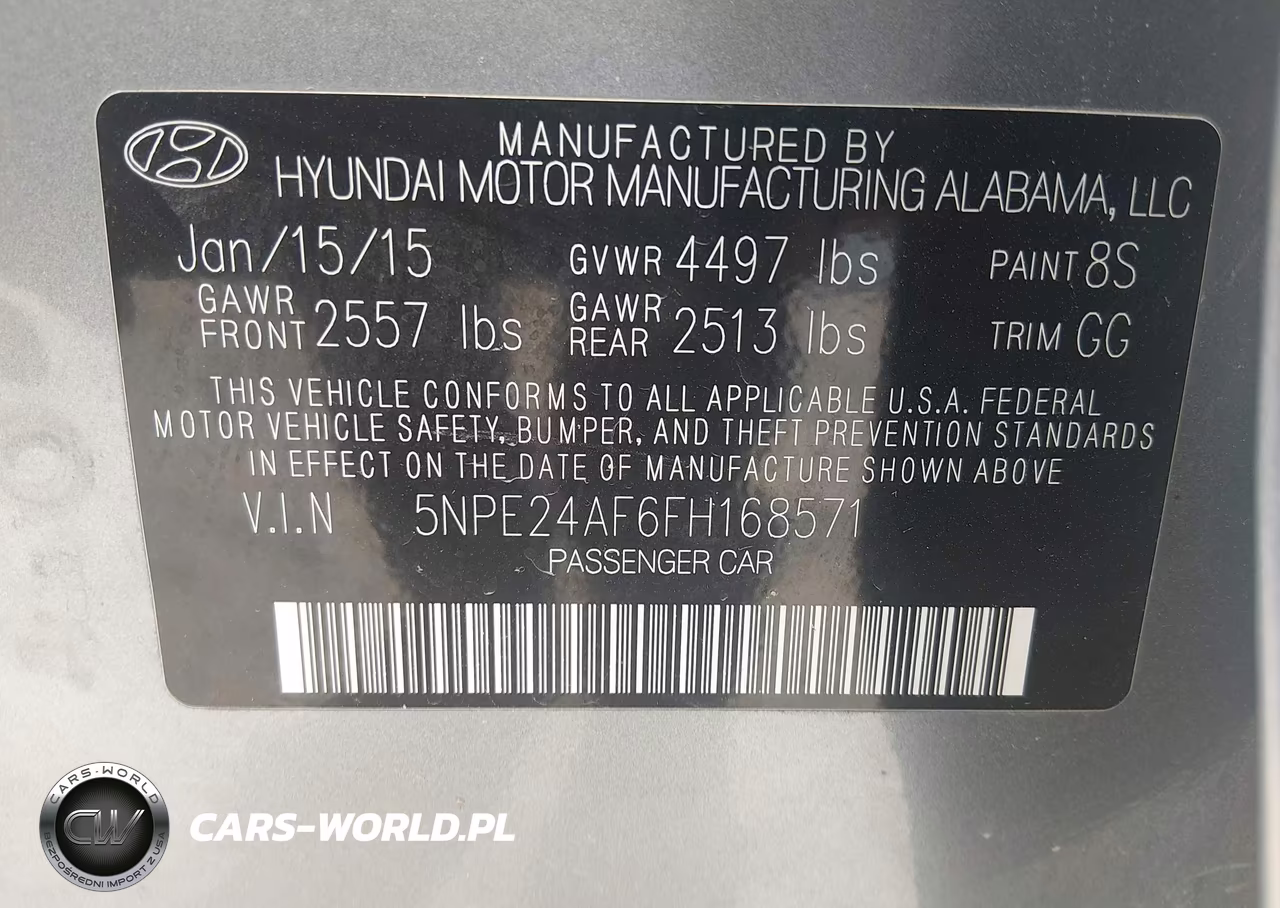2015 Hyundai Sonata Se VIN:5NPE24AF6FH168571 - 9