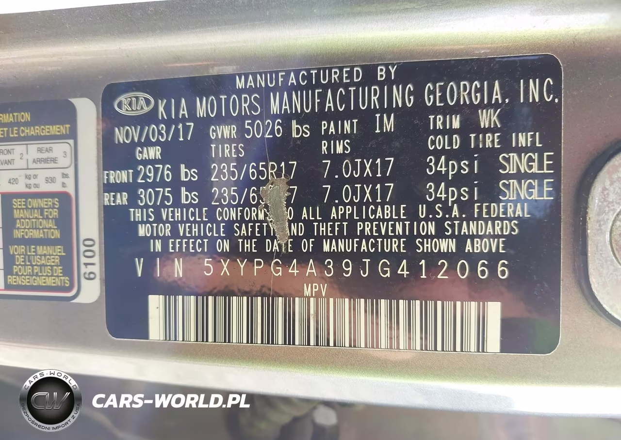 2018 Kia Sorento 2.4L L VIN:5XYPG4A39JG412066 - 9