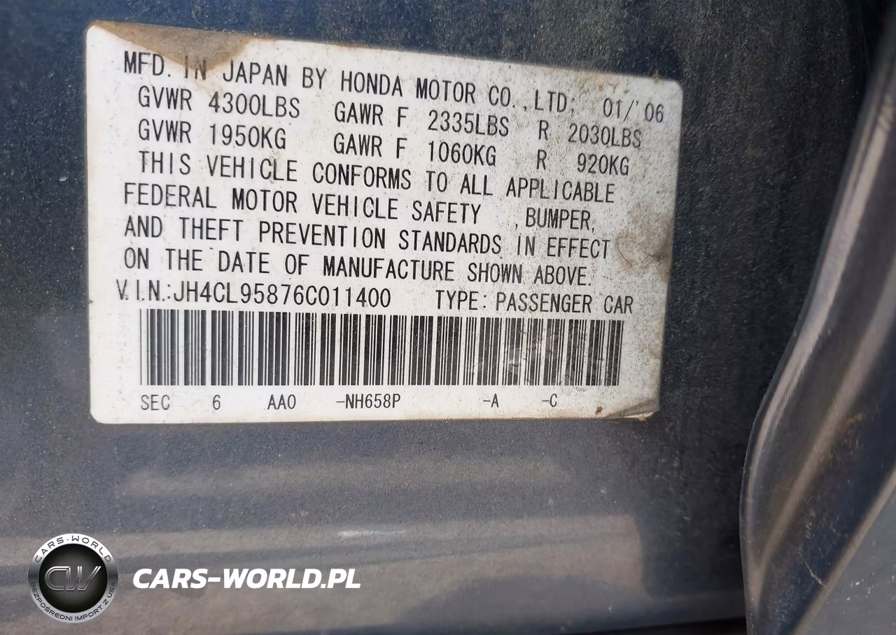 2006 Acura Tsx VIN:JH4CL95876C011400 - 9