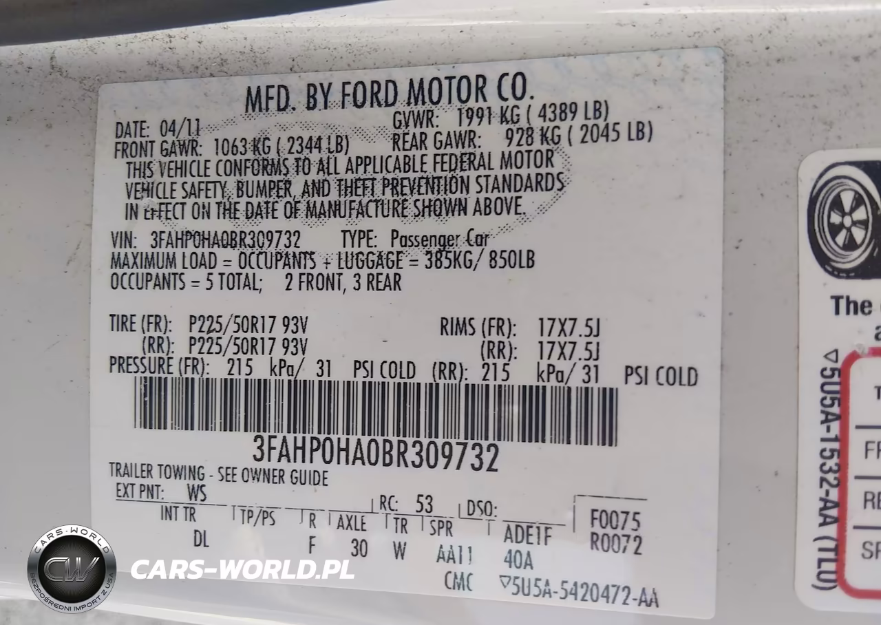 2011 Ford Fusion Se VIN:3FAHP0HA0BR309732 - 9