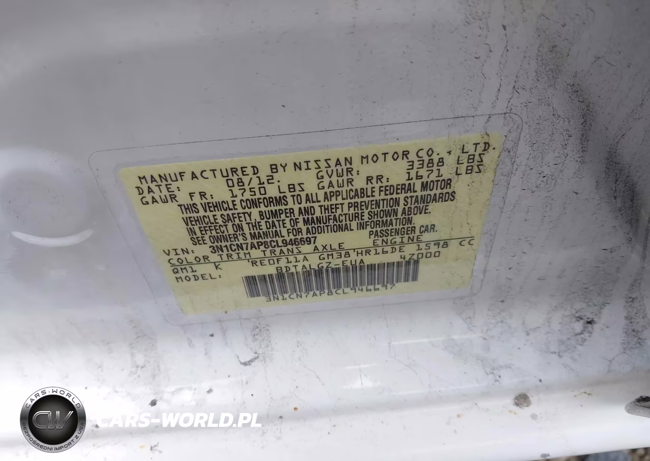 2012 Nissan Versa 1.6 Sl VIN:3N1CN7AP8CL946697 - 9