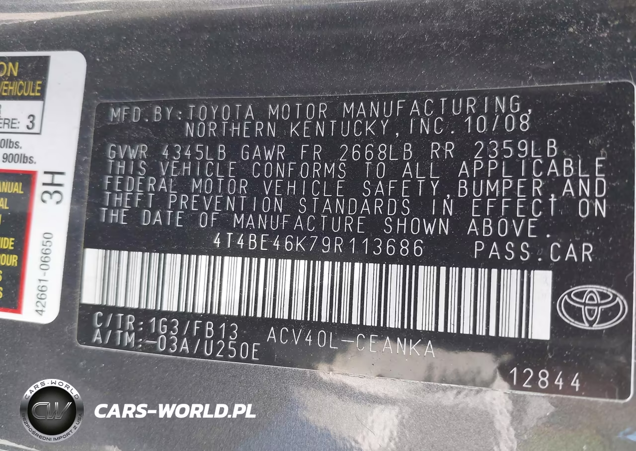 2009 Toyota Camry Le VIN:4T4BE46K79R113686 - 9