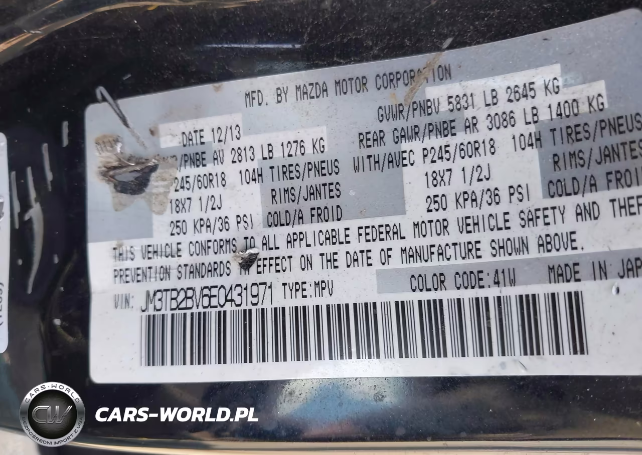 2014 Mazda Cx-9 Sport VIN:JM3TB2BV6E0431971 - 9