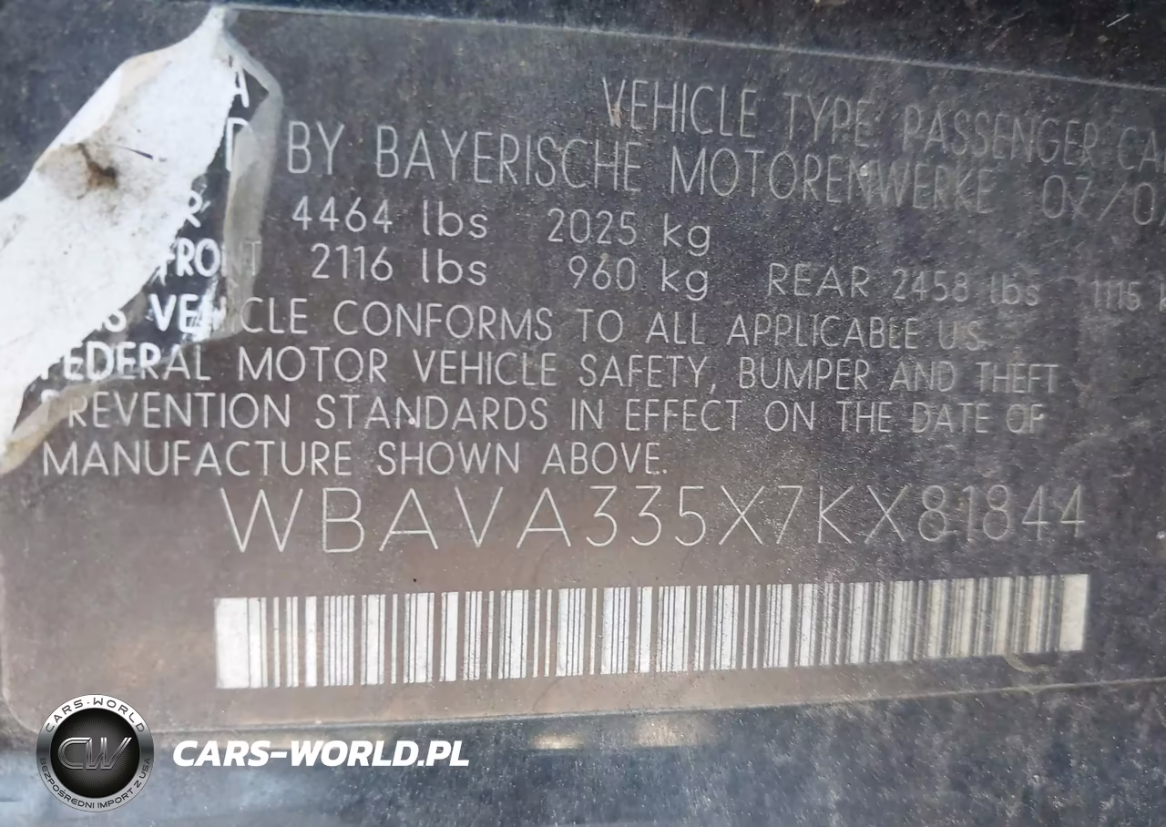 2007 BMW 328I VIN:WBAVA335X7KX81844 - 9