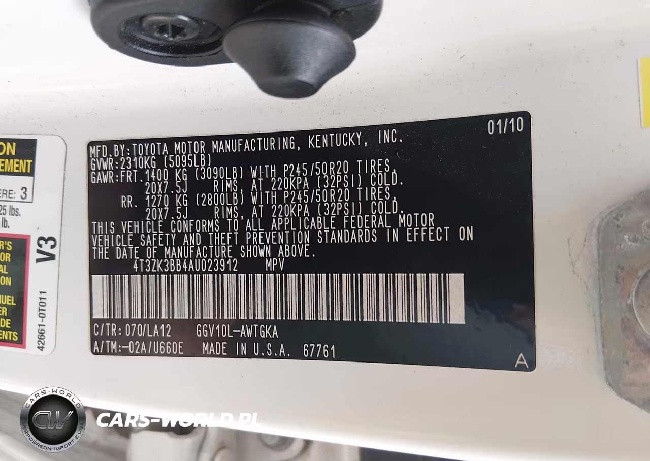 2010 Toyota Venza Base V6 VIN:4T3ZK3BB4AU023912 - 9