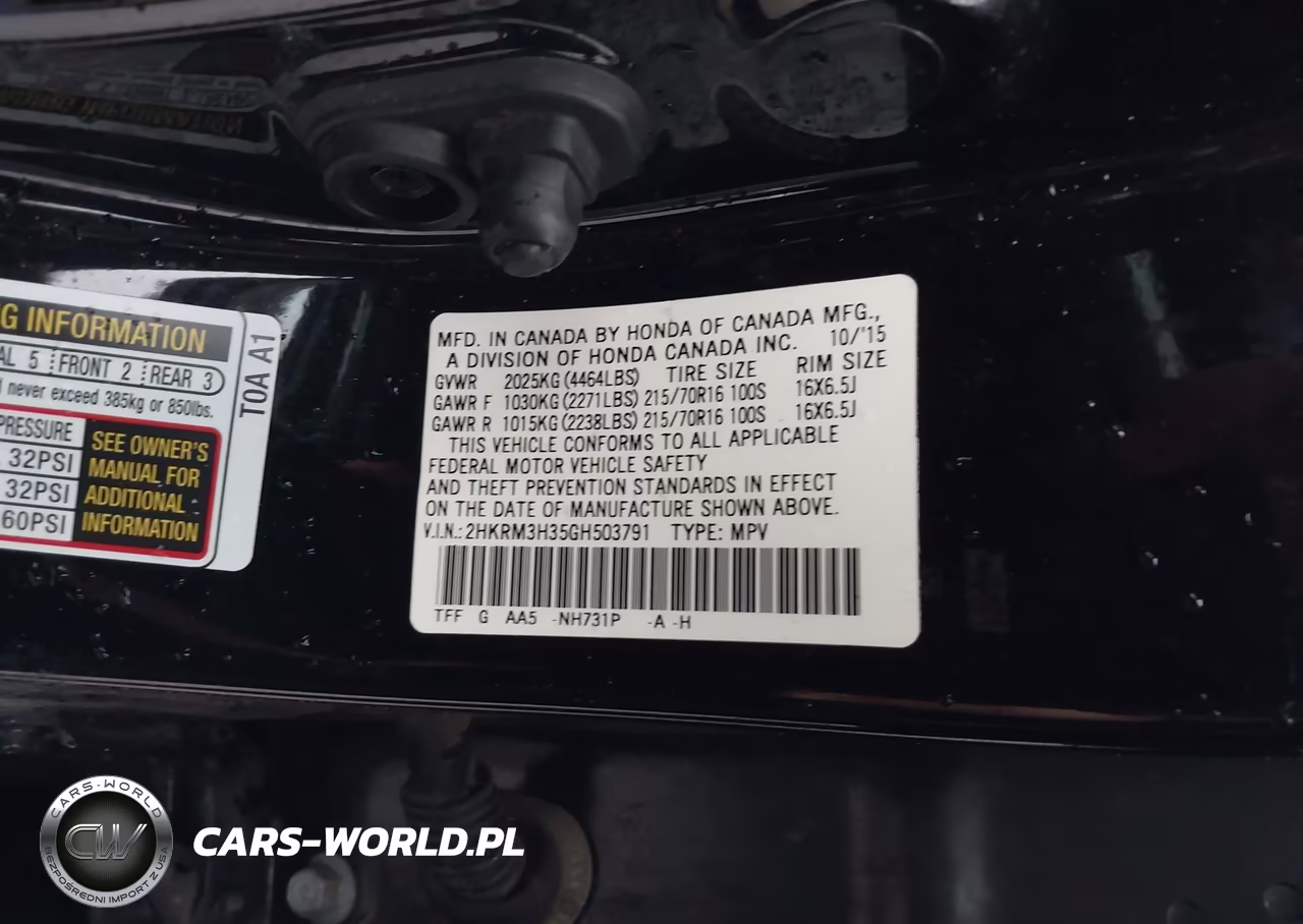 2016 Honda Cr-V Lx VIN:2HKRM3H35GH503791 - 9