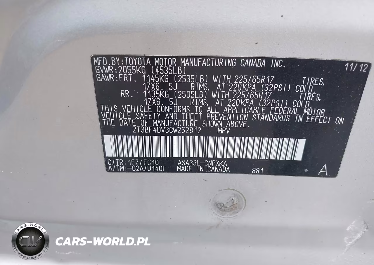 2012 Toyota Rav4 VIN:2T3BF4DV3CW262812 - 9