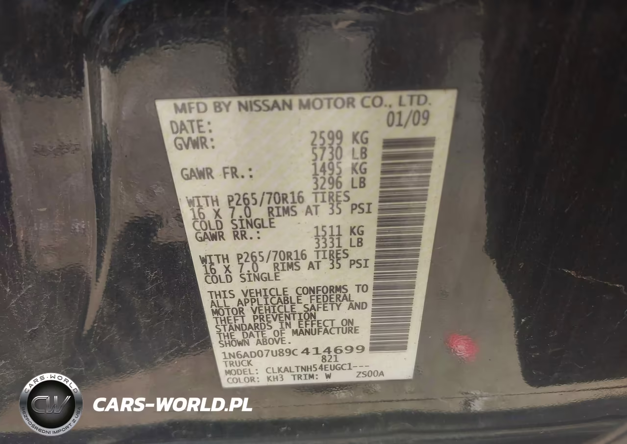 2009 Nissan Frontier Se VIN:1N6AD07U89C414699 - 9