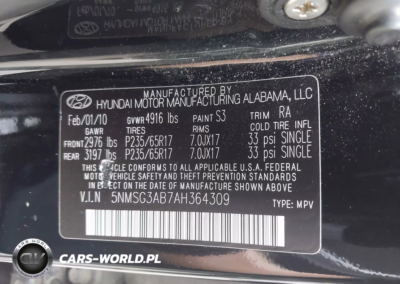 2010 Hyundai Santa Fe Gls VIN:5NMSG3AB7AH364309 - 9