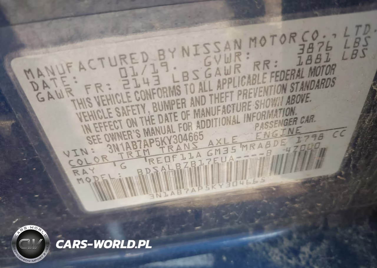 2019 Nissan Sentra S VIN:3N1AB7AP5KY304665 - 9