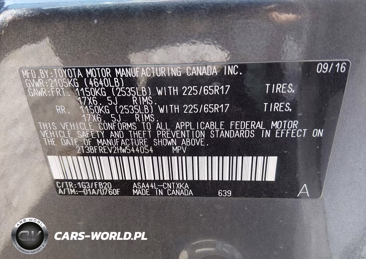 2017 Toyota Rav4 Le VIN:2T3BFREV2HW544054 - 9