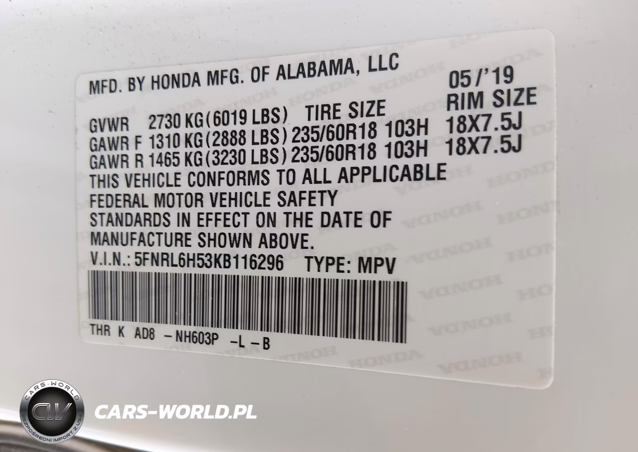 2019 Honda Odyssey Ex VIN:5FNRL6H53KB116296 - 9