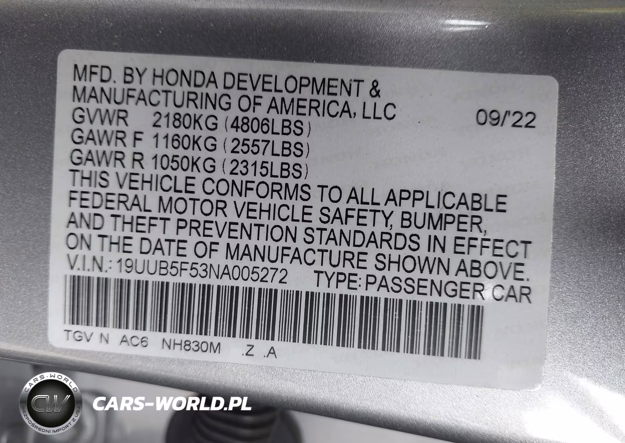 2022 Acura Tlx A-Spec Package VIN:19UUB5F53NA005272 - 9