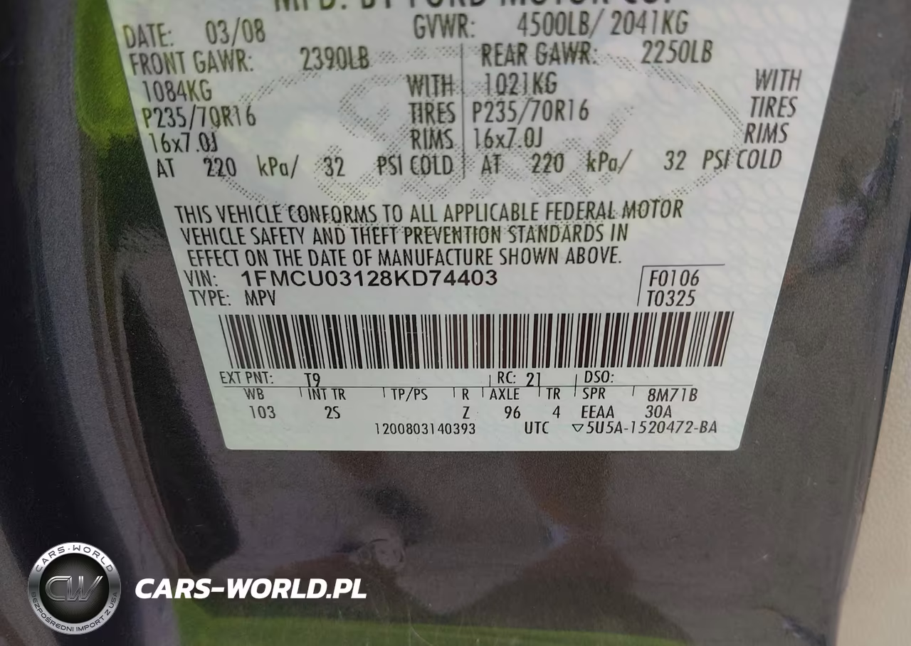 2008 Ford Escape Xlt VIN:1FMCU03128KD74403 - 9