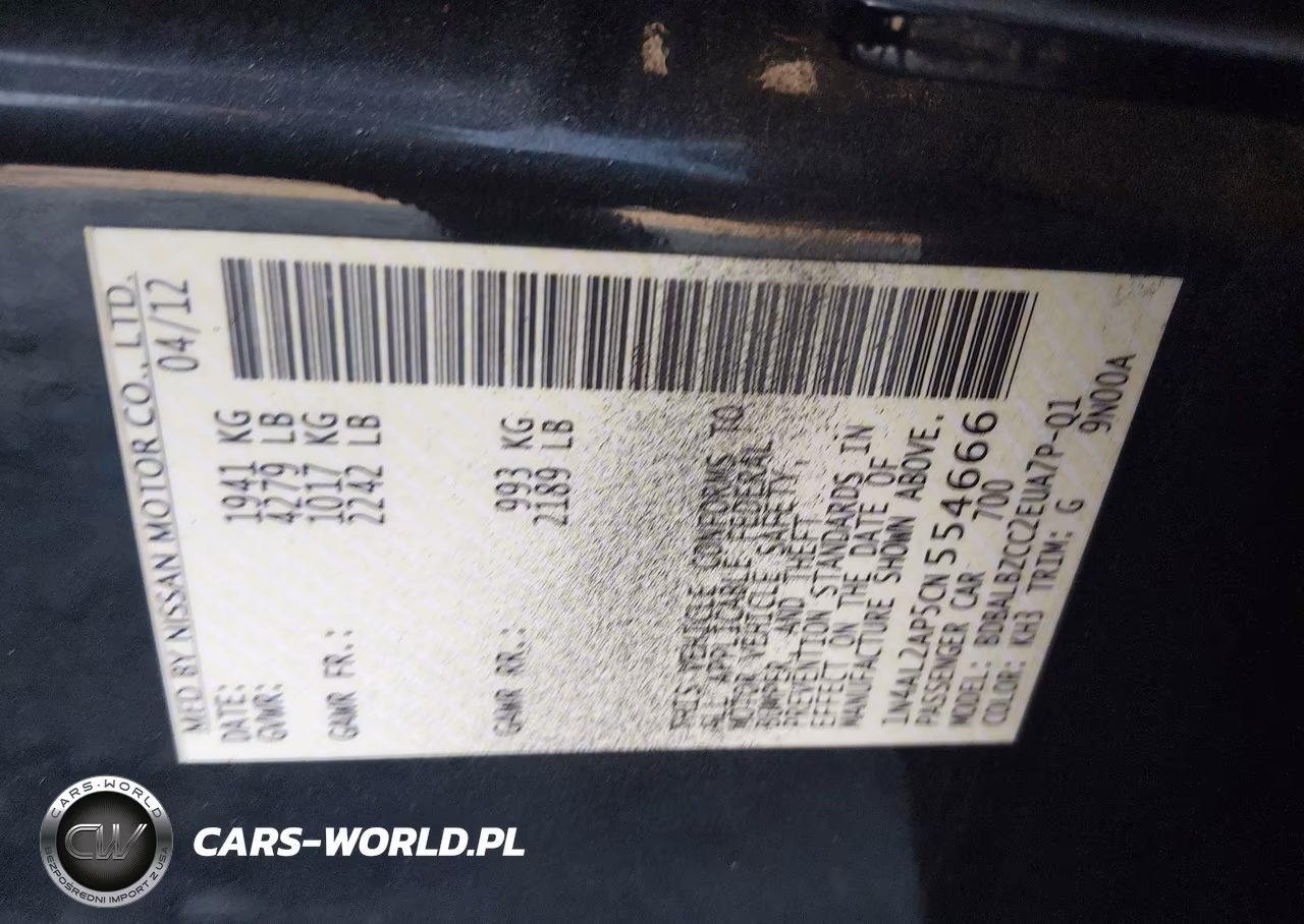 2012 Nissan Altima 2.5 S VIN:1N4AL2AP5CN554666 - 9