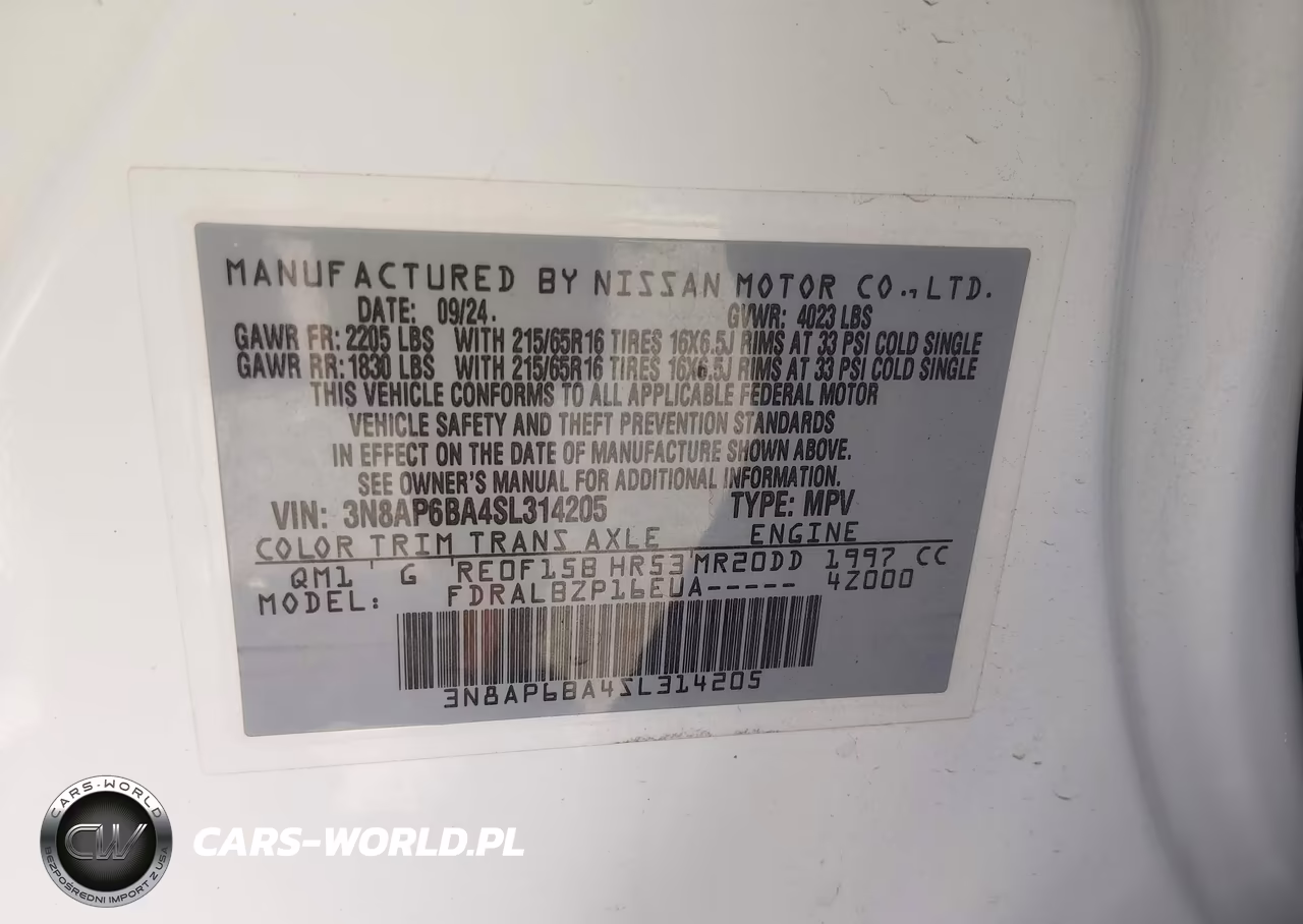 2025 Nissan Kicks S Fwd VIN:3N8AP6BA4SL314205 - 9