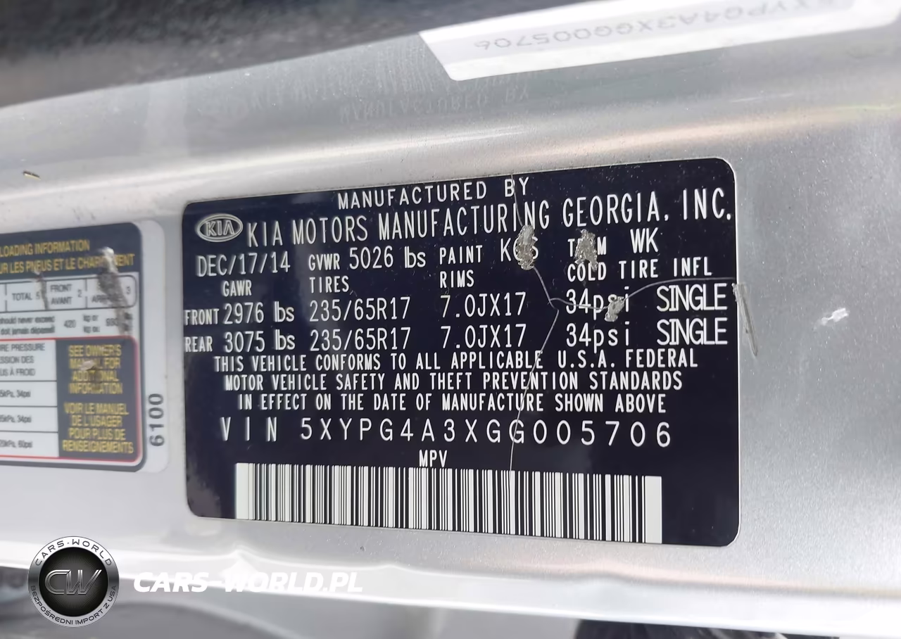 2016 Kia Sorento 2.4L L VIN:5XYPG4A3XGG005706 - 9