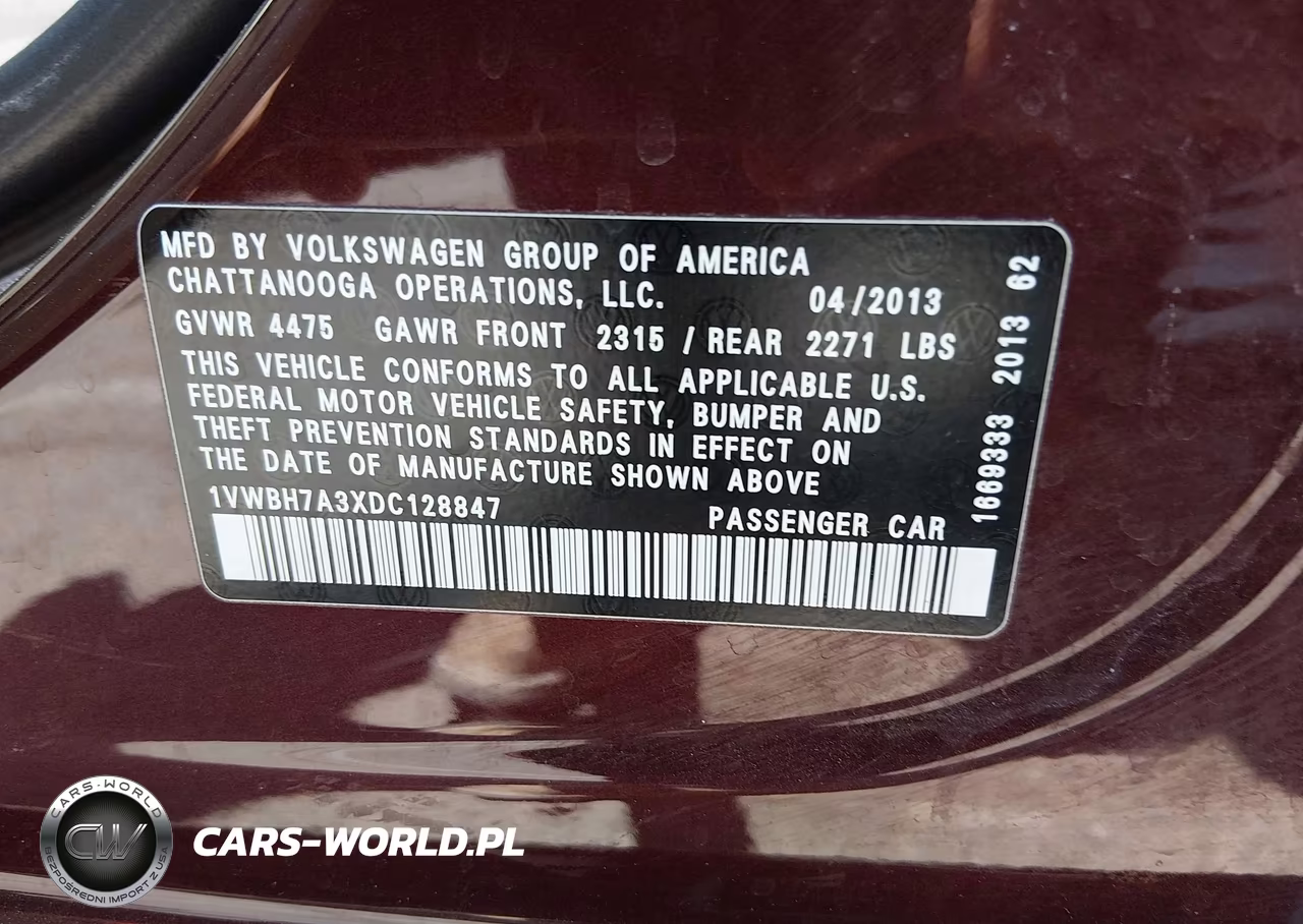 2013 Volkswagen Passat 2.5L Se VIN:1VWBH7A3XDC128847 - 9