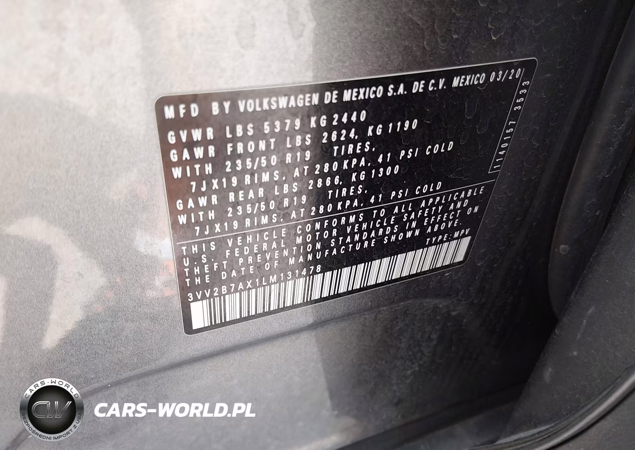 2020 Volkswagen Tiguan 2.0T Se-2.0T Se R-Line Black-2.0T Sel VIN:3VV2B7AX1LM131478 - 9