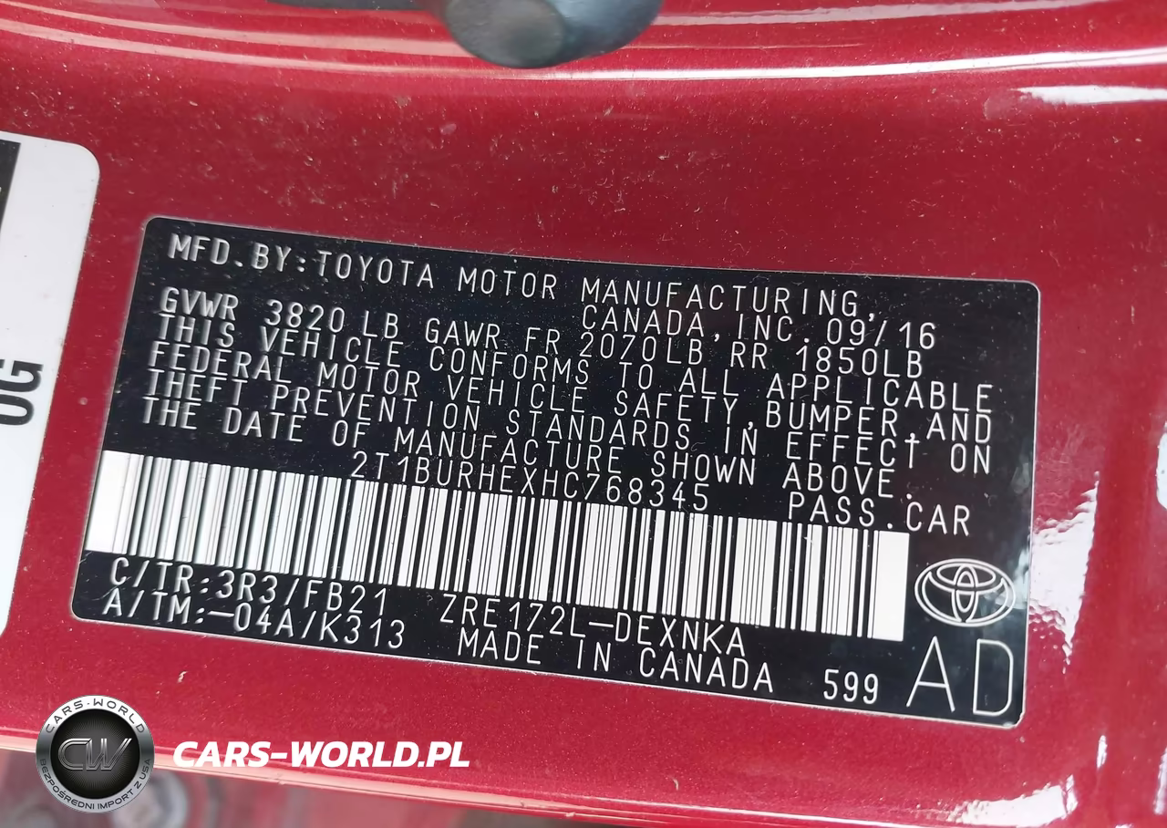 2017 Toyota Corolla Le VIN:2T1BURHEXHC768345 - 9