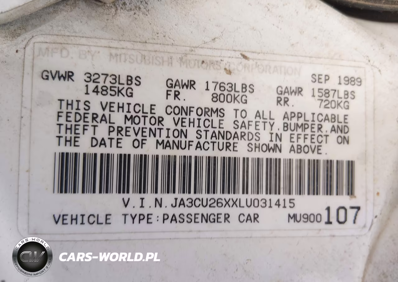 1990 Mitsubishi Mirage VIN:JA3CU26XXLU031415 - 9