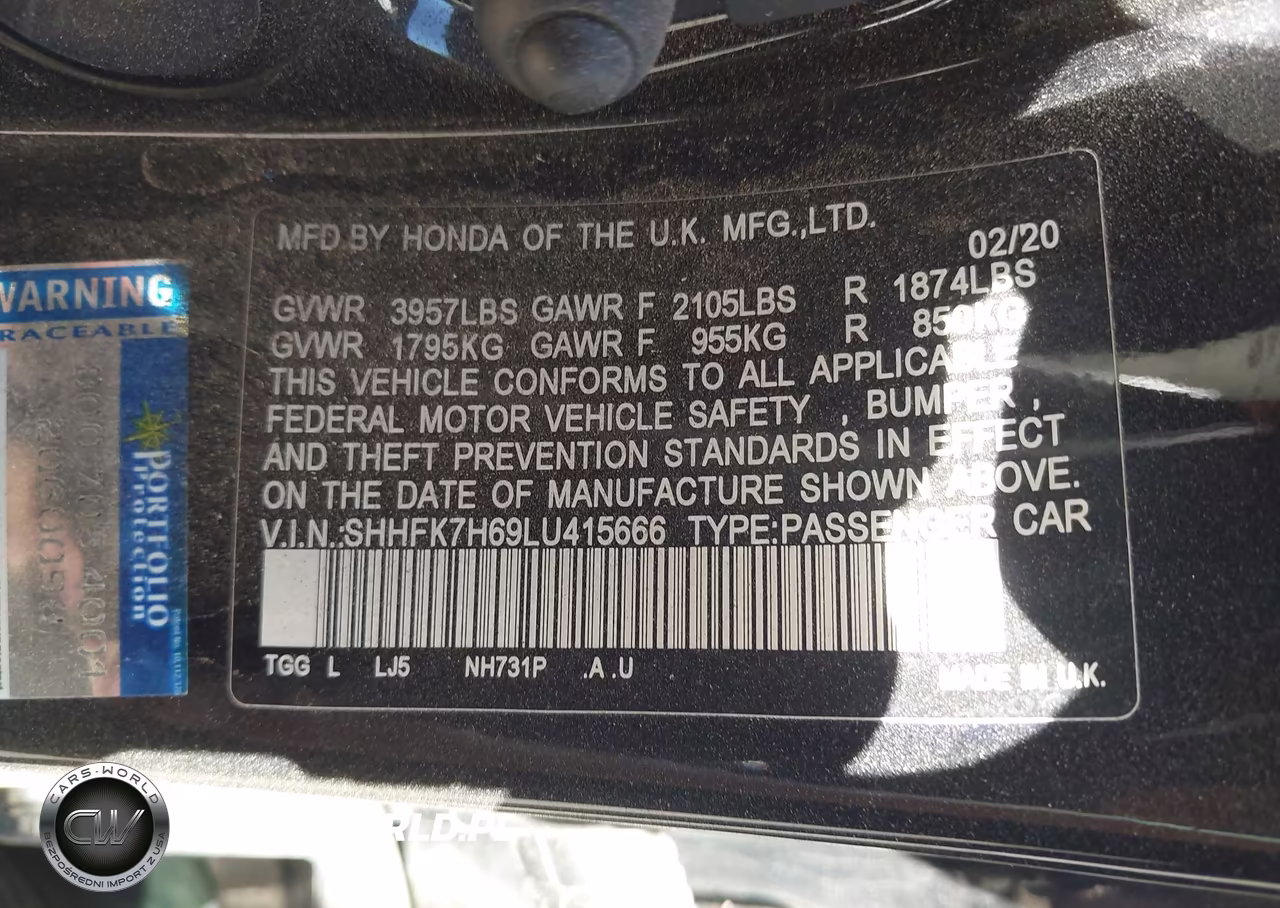2020 Honda Civic Ex VIN:SHHFK7H69LU415666 - 9