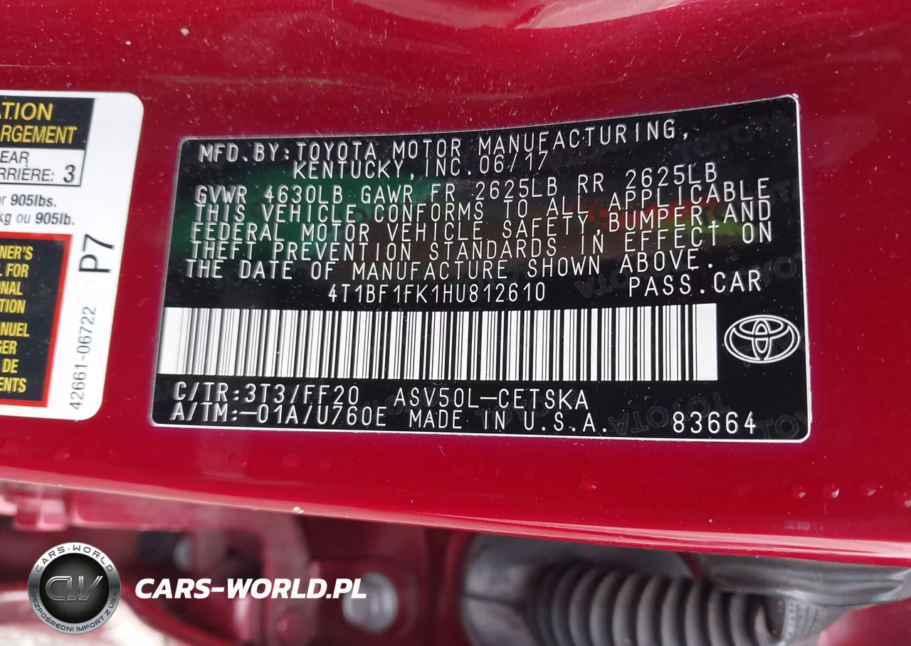 2017 Toyota Camry Se VIN:4T1BF1FK1HU812610 - 9