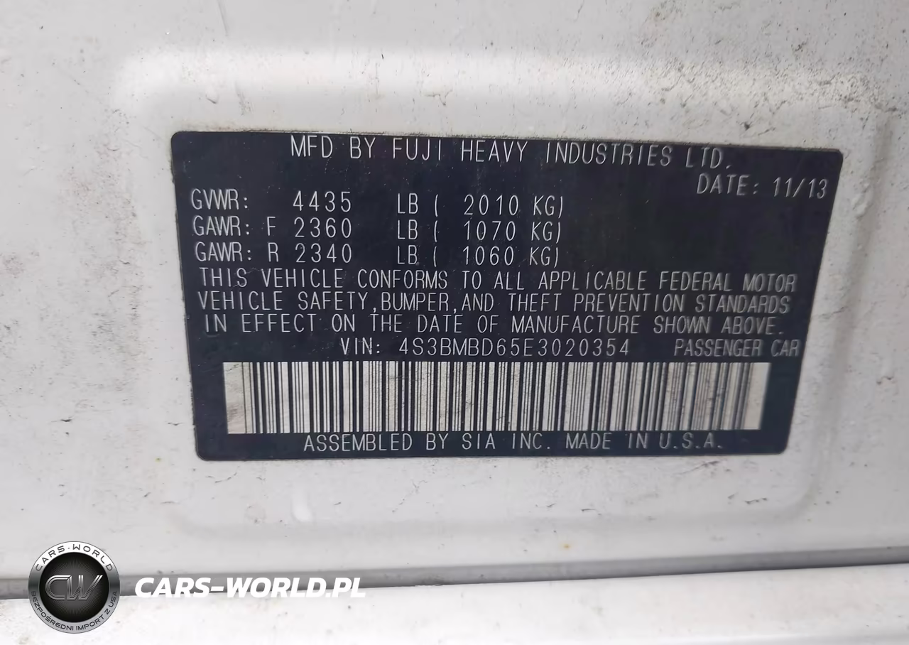 2014 Subaru Legacy 2.5I Premium VIN:4S3BMBD65E3020354 - 9