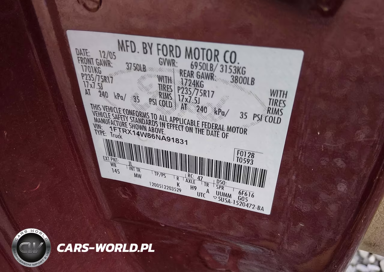 2006 Ford F-150 Stx-Xl-Xlt VIN:1FTRX14W86NA91831 - 9