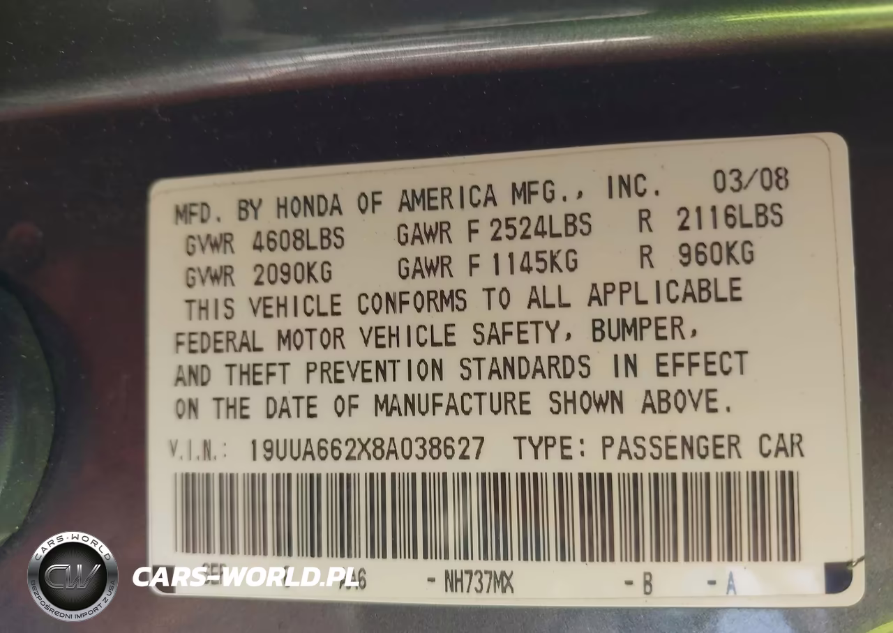 2008 Acura Tl 3.2 VIN:19UUA662X8A038627 - 9