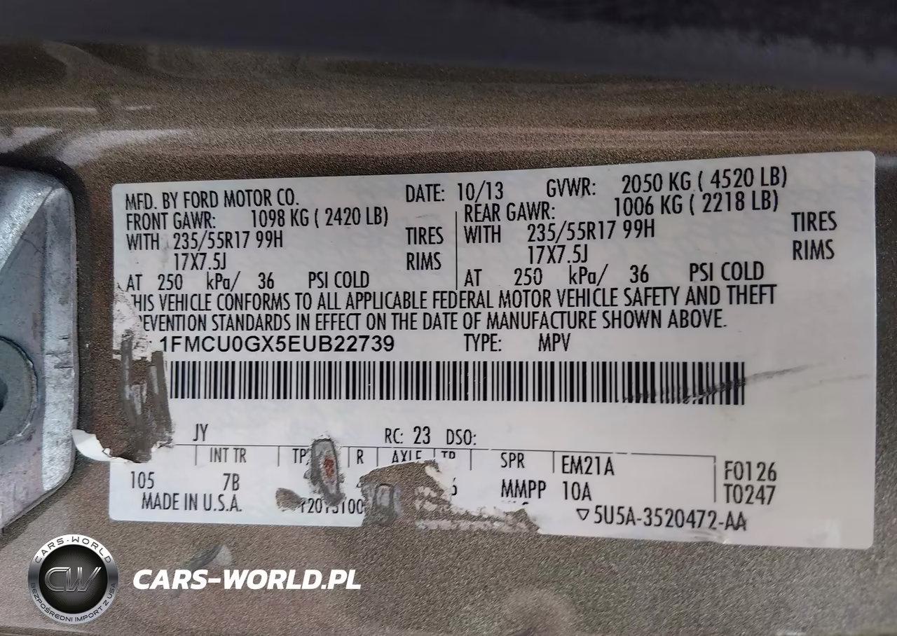 2014 Ford Escape Se VIN:1FMCU0GX5EUB22739 - 9