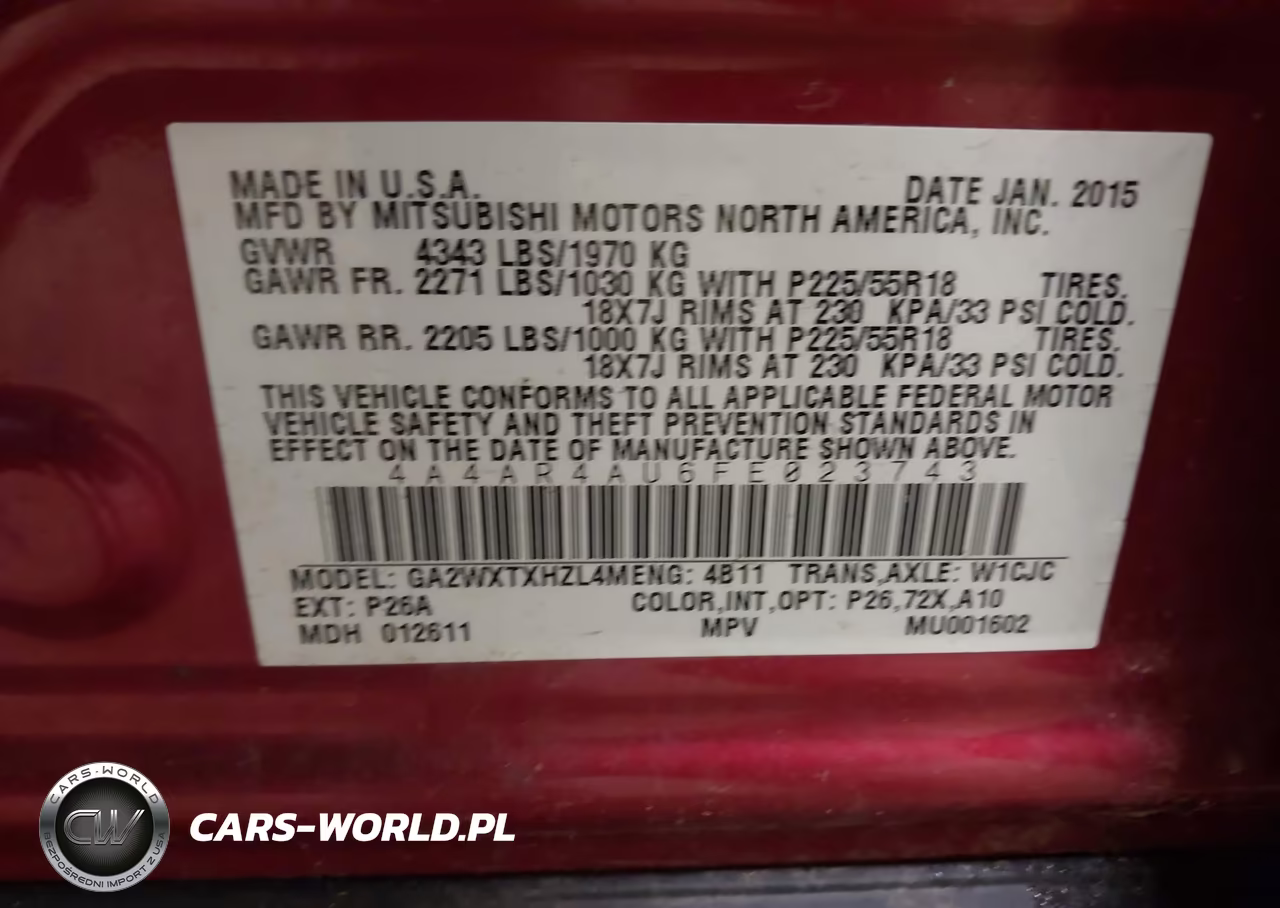 2015 Mitsubishi Outlander Sport Se VIN:4A4AR4AU6FE023743 - 9