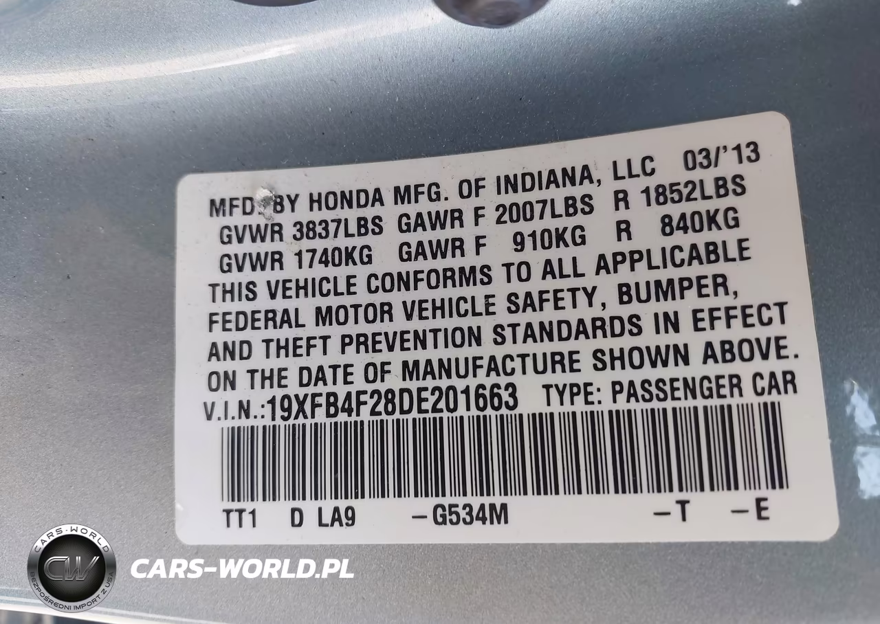 2013 Honda Civic Hybrid VIN:19XFB4F28DE201663 - 9