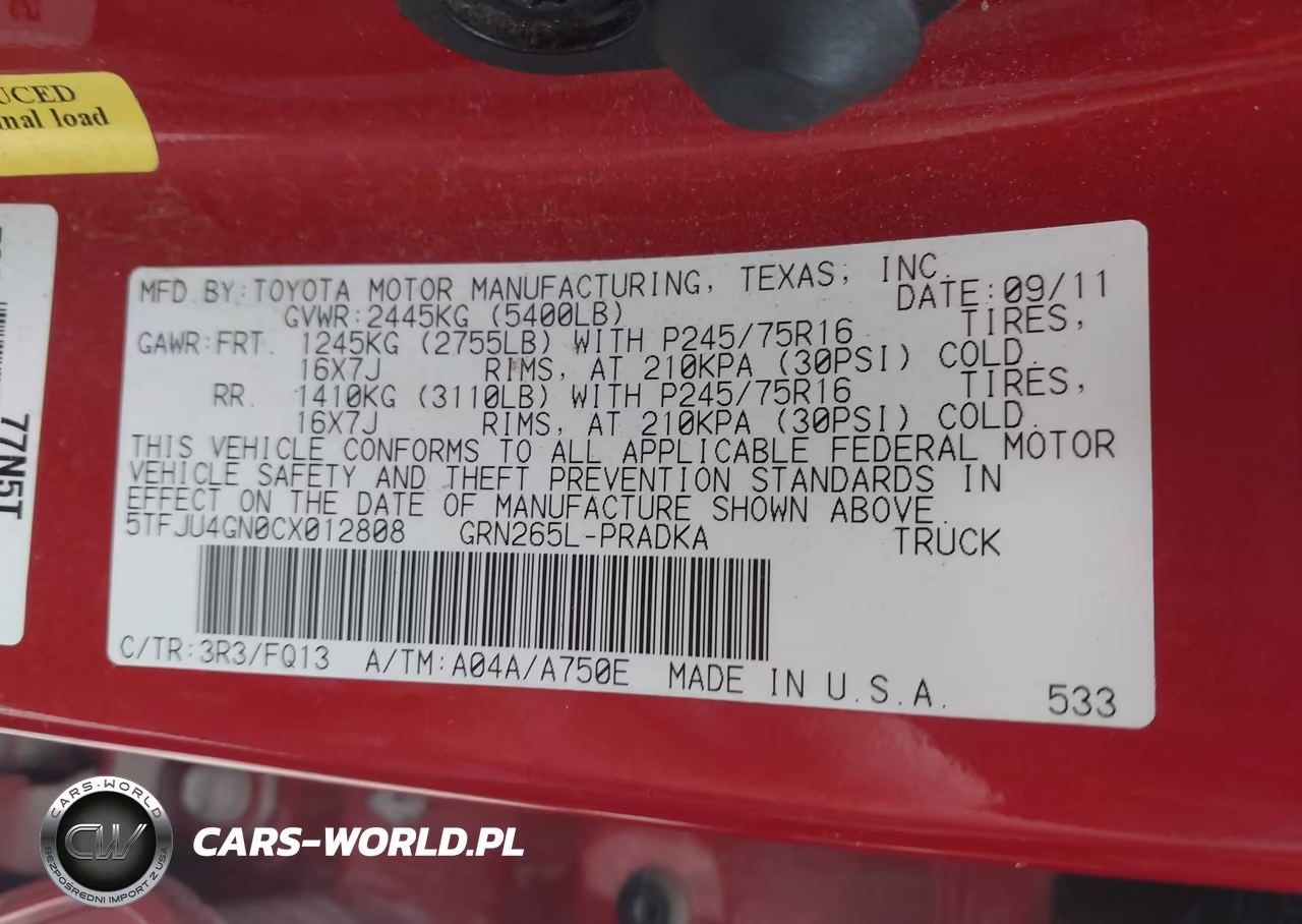 2012 Toyota Tacoma Prerunner V6 VIN:5TFJU4GN0CX012808 - 9