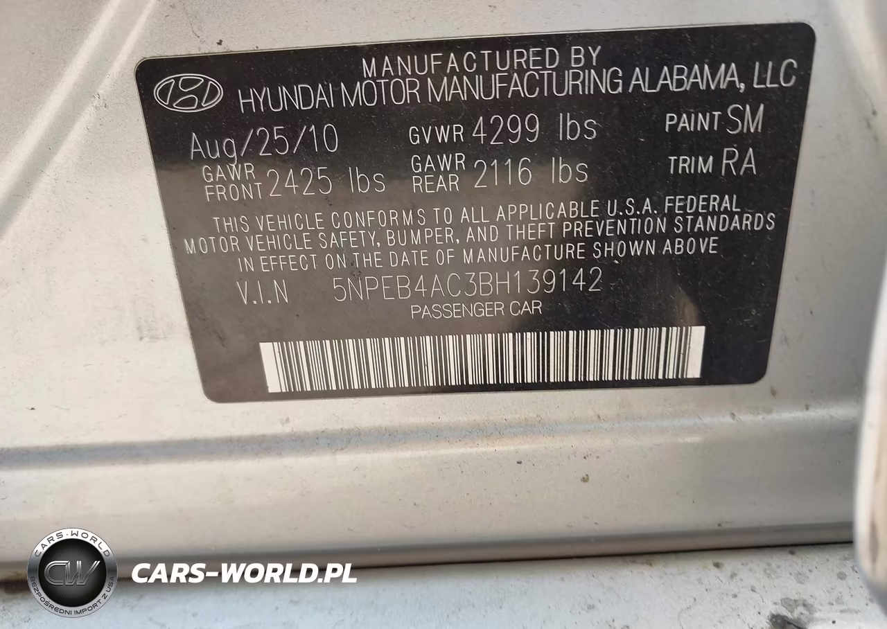 2011 Hyundai Sonata Gls VIN:5NPEB4AC3BH139142 - 9