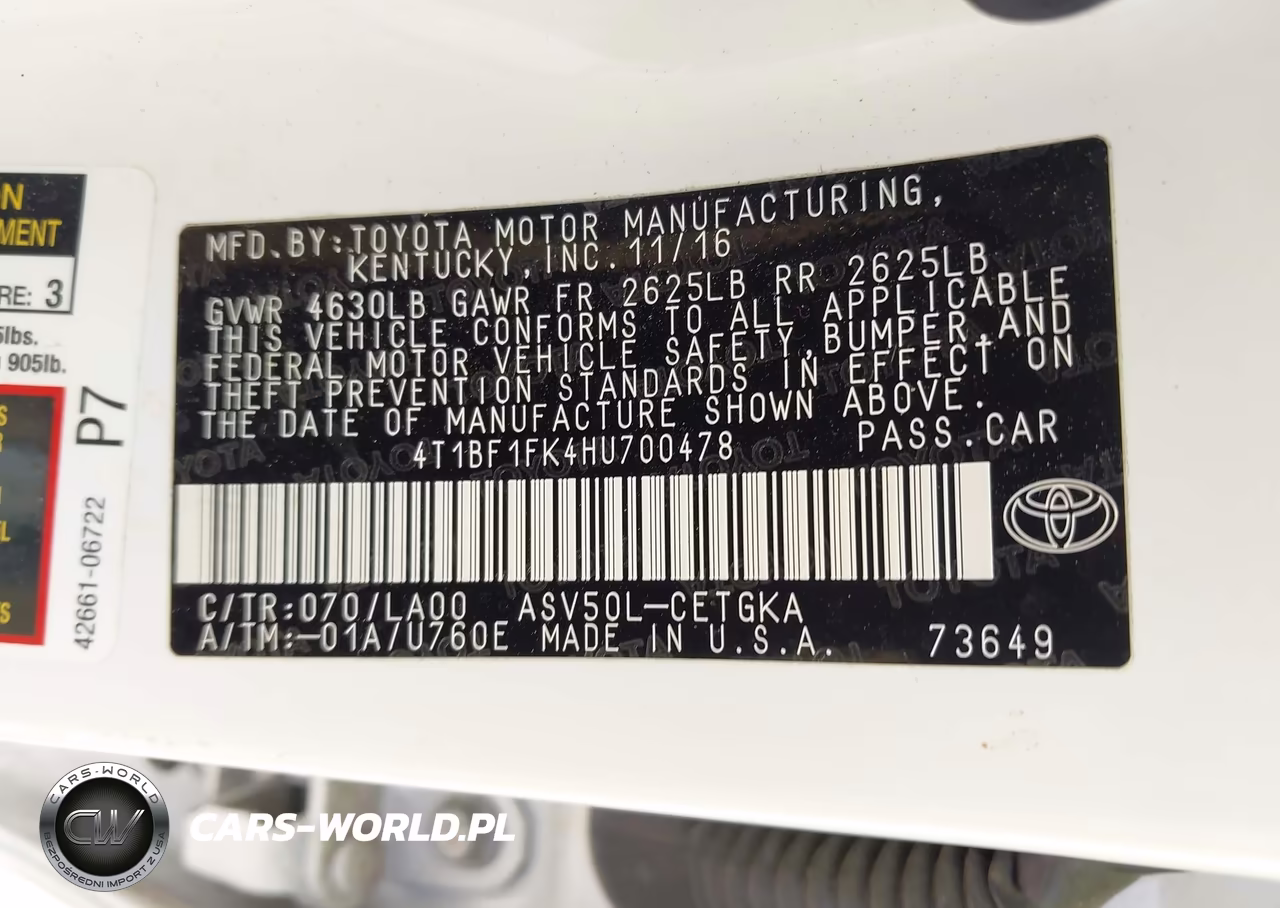 2017 Toyota Camry Xle VIN:4T1BF1FK4HU700478 - 9