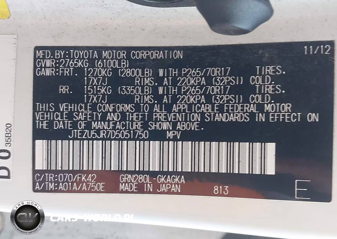 2013 Toyota 4Runner Sr5 VIN:JTEZU5JR7D5051750 - 9