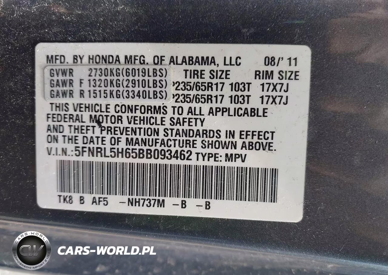 2011 Honda Odyssey Ex-L VIN:5FNRL5H65BB093462 - 9