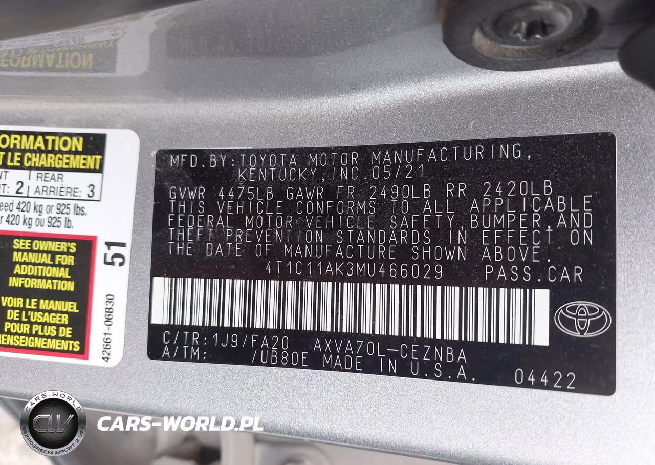2021 Toyota Camry Le VIN:4T1C11AK3MU466029 - 9