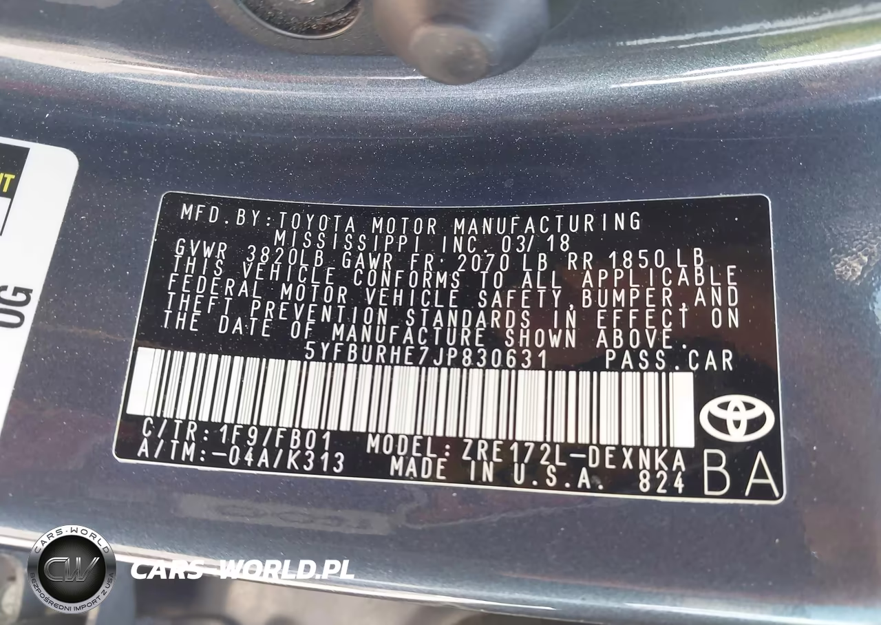 2018 Toyota Corolla Le VIN:5YFBURHE7JP830631 - 9