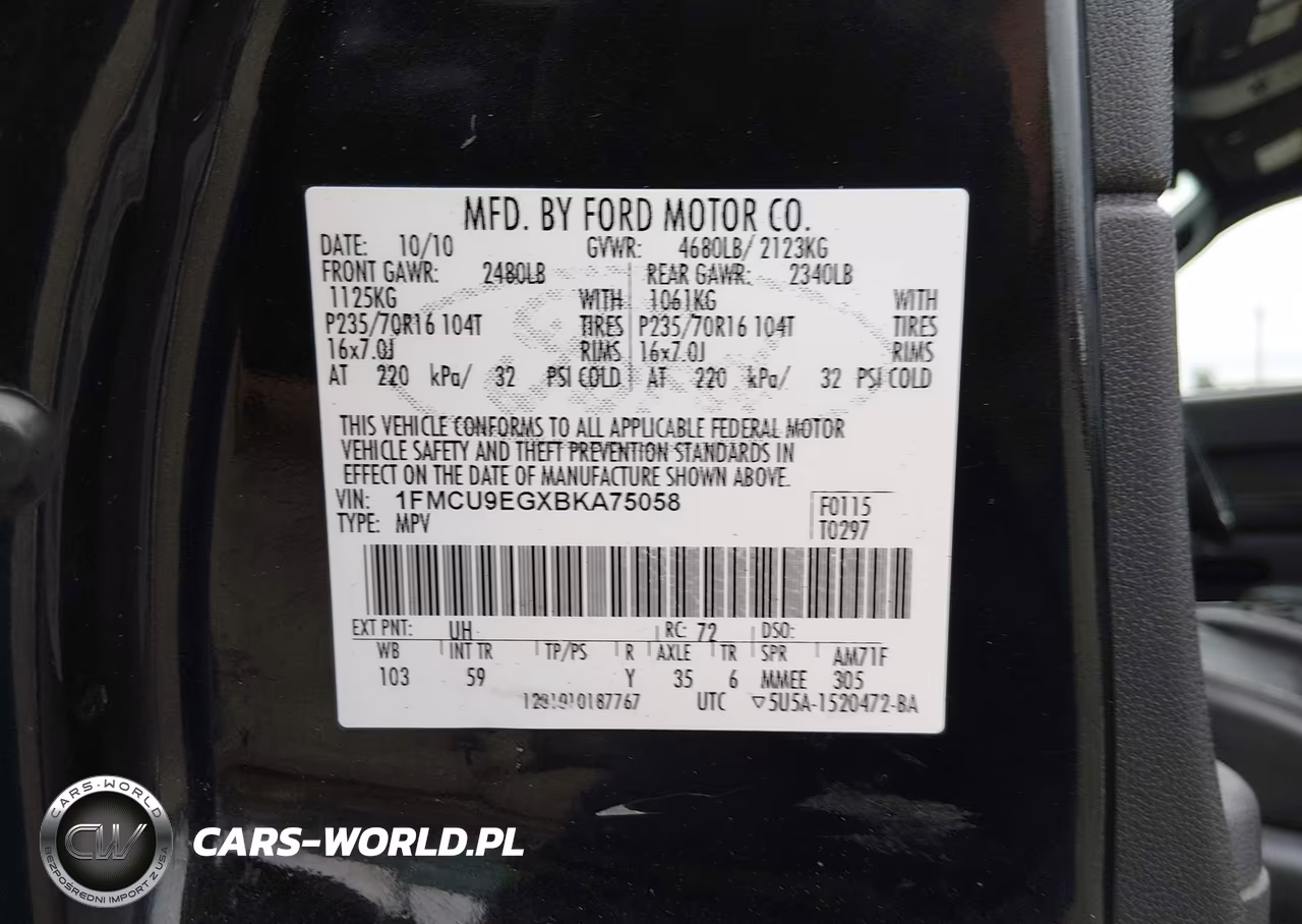 FORD ESCAPE LIM VIN:1FMCU9EGXBKA75058 - 9