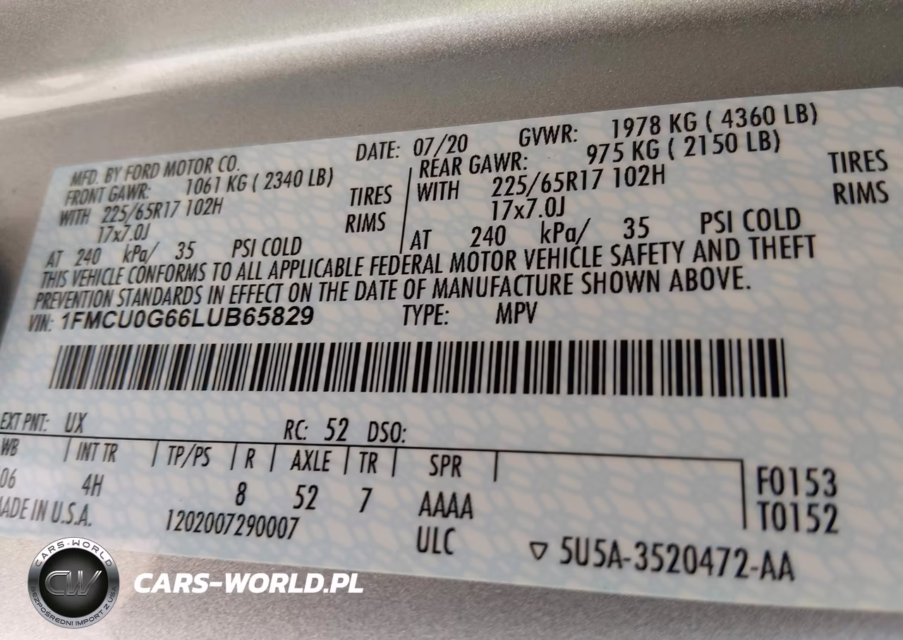 2020 Ford Escape Se VIN:1FMCU0G66LUB65829 - 9