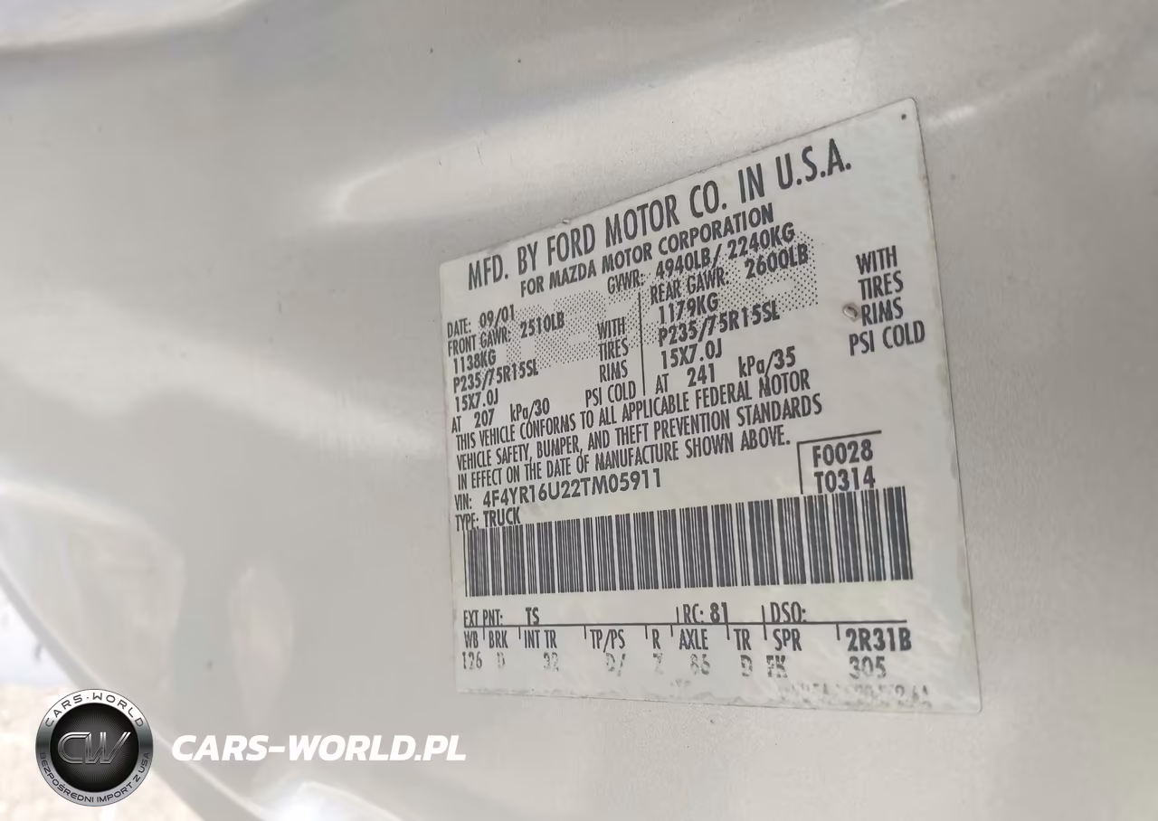 2002 Mazda B3000 Ds VIN:4F4YR16U22TM05911 - 9