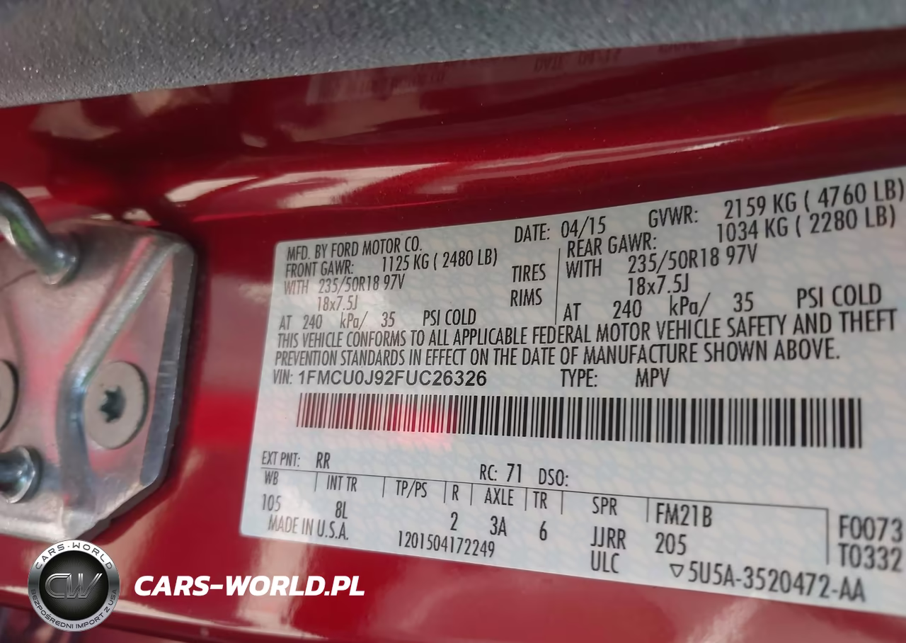 2015 Ford Escape Titanium VIN:1FMCU0J92FUC26326 - 9