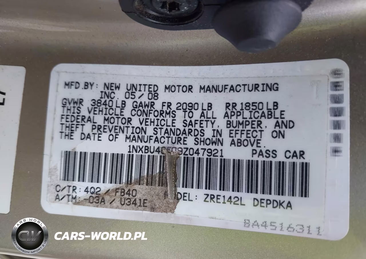 2009 Toyota Corolla Le VIN:1NXBU40E09Z047921 - 9