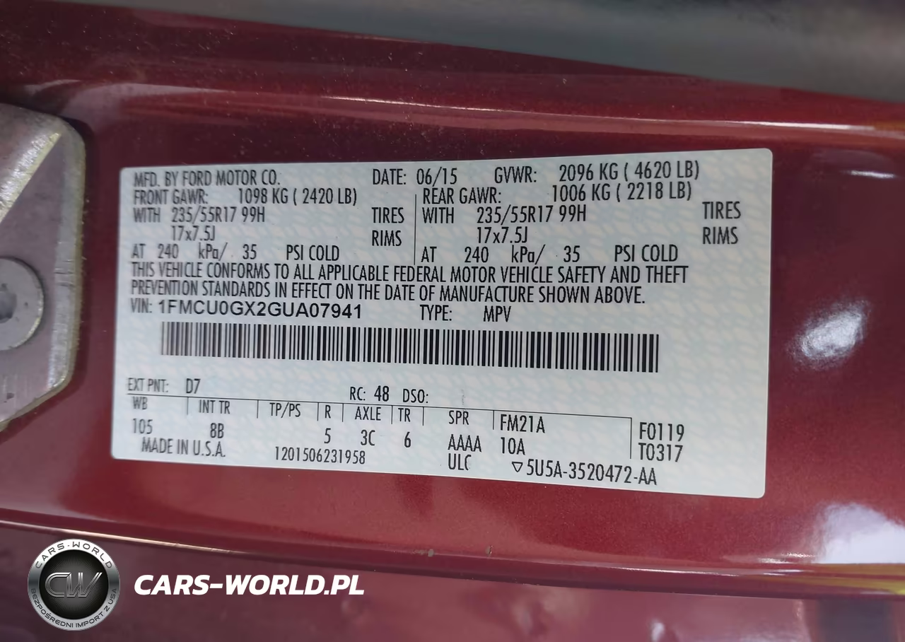 2016 Ford Escape Se VIN:1FMCU0GX2GUA07941 - 9